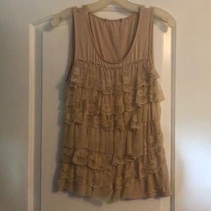 Forever 21 tan ruffled tank